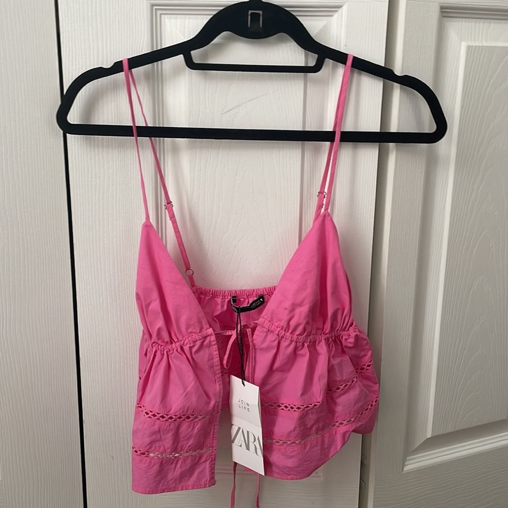 Zara Pink Ruffled Top - Picture 3 of 4